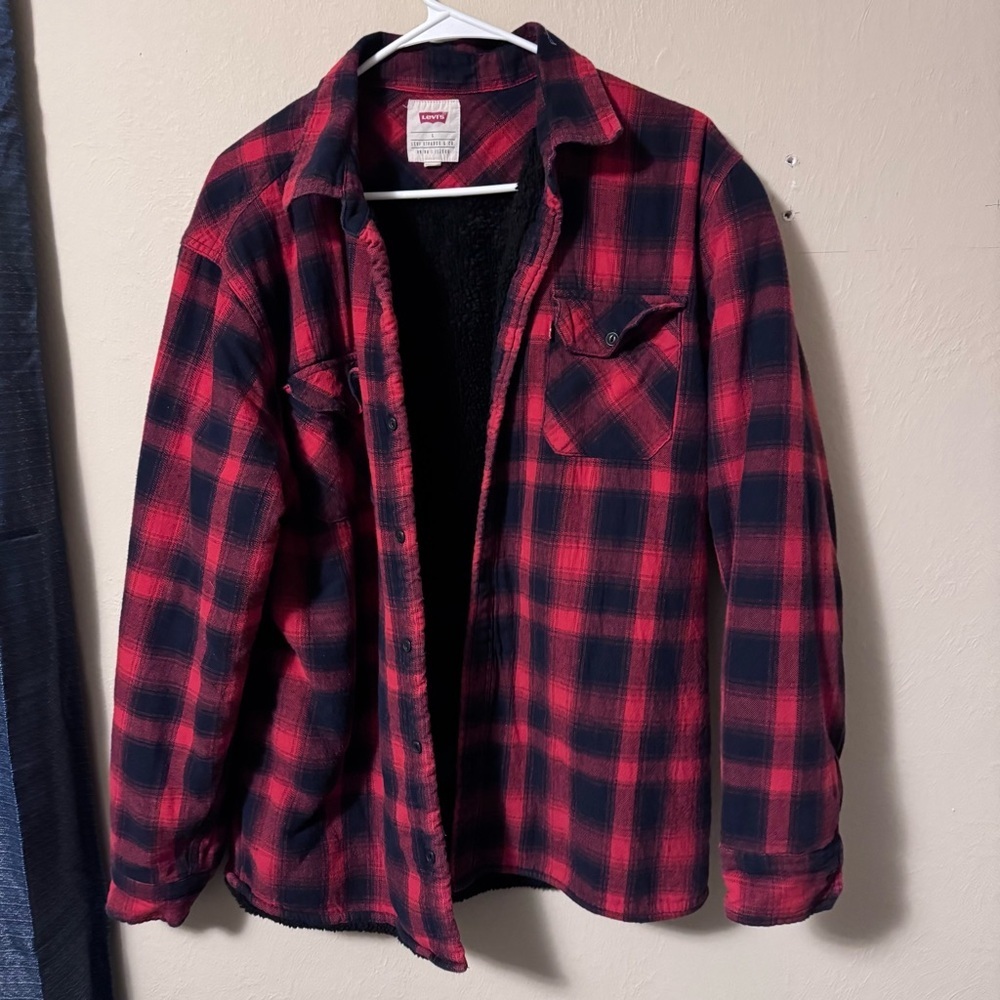 Levi’s buffalo plaid shacket sherpa lined flannel shirt - Picture 1 of 8